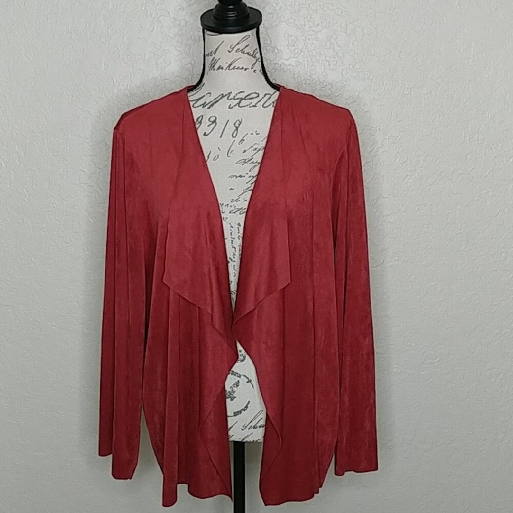 Alfred Dunner Mock Suede Open Front Cardigan Jacket Size 20
